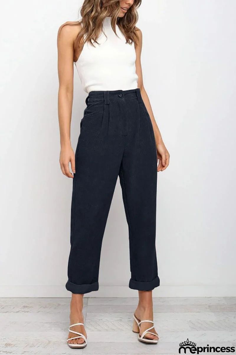 High Waisted Baggy Corduroy Pant