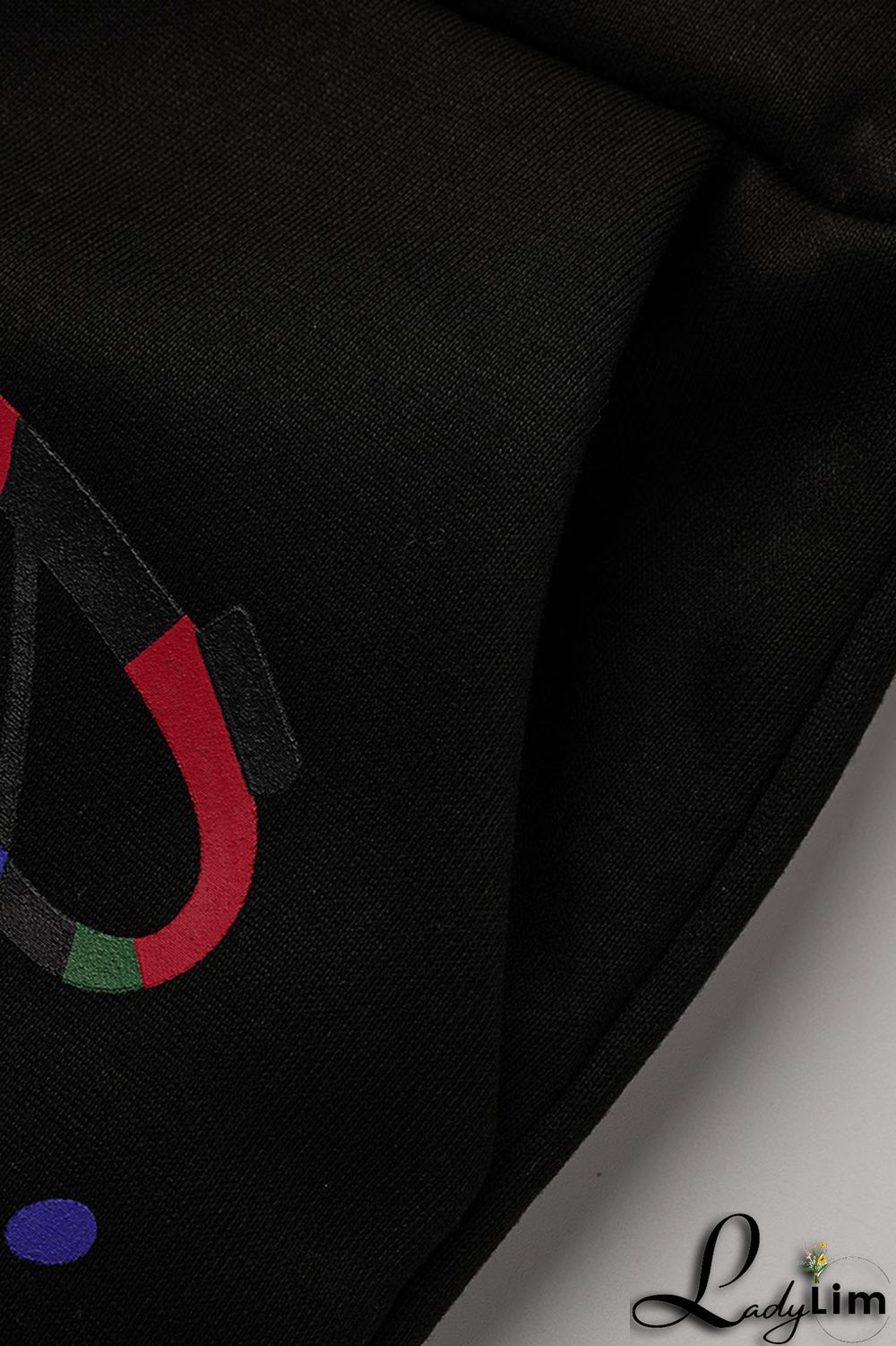 Black Fashion Casual Letter Print Patchwork O Neck Long Sleeve Two Pieces