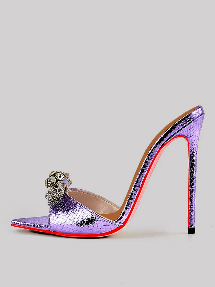 120mm Women's Open Toe Sandals Stiletto Red Bottom High Heels Diamonds Colorful Mules Party Photoshot Shoes