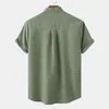 Men's Linen Shirt Henley Shirt Front Pocket Casual Shirt Black Short Sleeve Plain Hawaiian Holiday Clothing by Inlyline