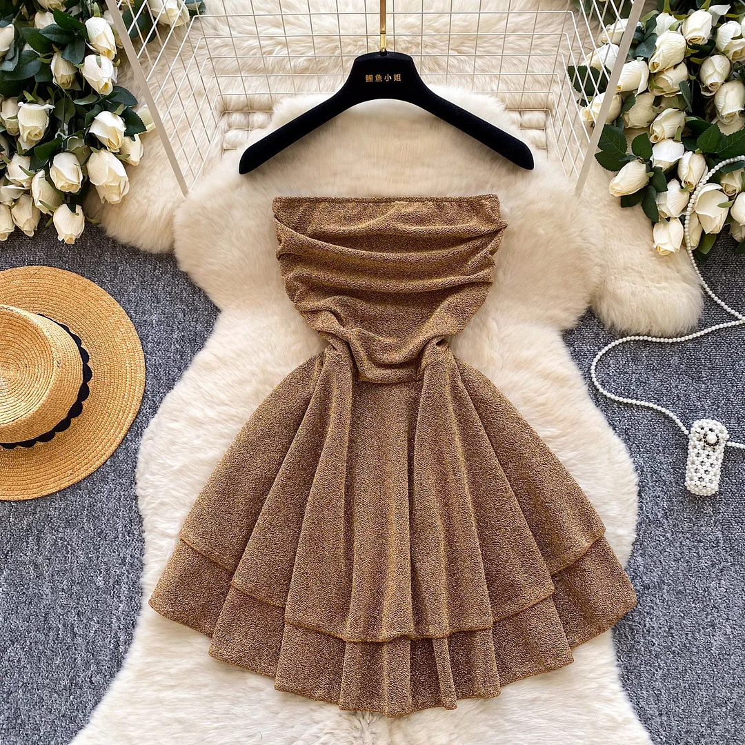 Nigikala Nigikala Dress Female High-End Light Luxury Famous Bubble Bubble Sleeve Dress Design Feel Waist Strap Fluffy French Dress