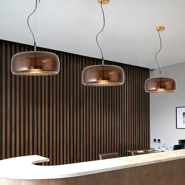 Modern Rounded Smoked Glass LED Pendant Light