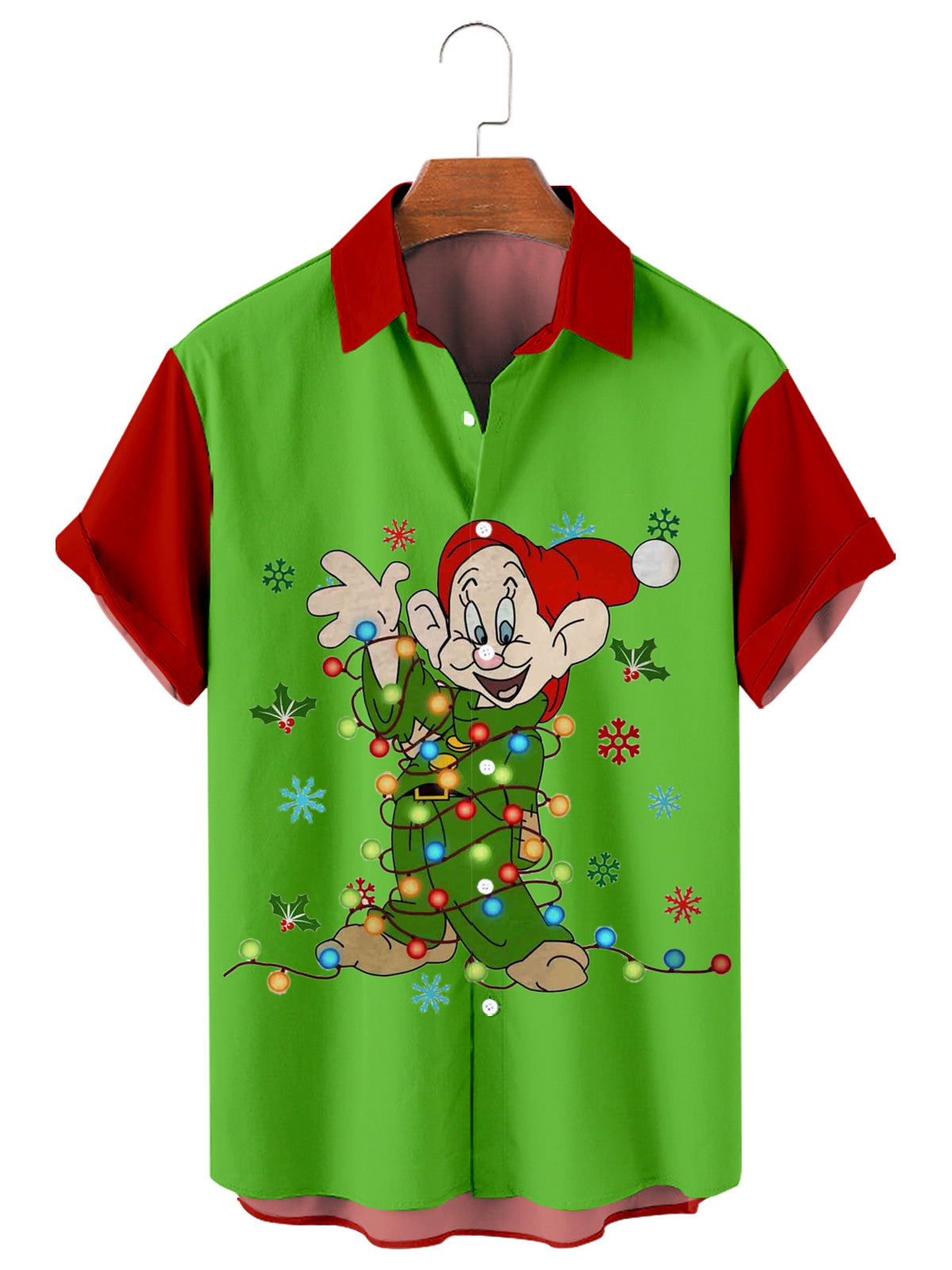 Men's Plus Size Limited Christmas Day Creative Design Pattern Shirt With Pockets PLUSCLOTHESMAN