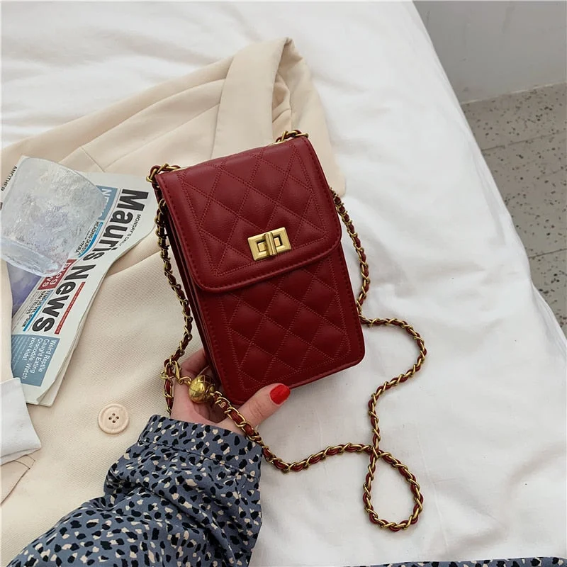 էѧӧܧ PU Leather Crossbody Bags Womens 2021 Summer Luxury Trendy Brand Chain Travel Shoulder Handbags Phone Purses