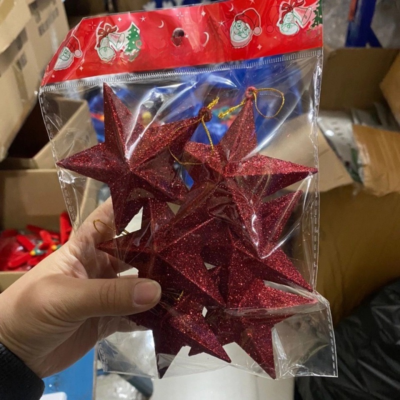 Christmas Stars Christmas Christmas Tree Decorations 23cm Golden Christmas Tree Pendant Five-pointed Star With Gold Powder4