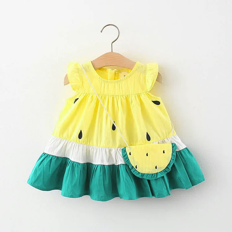 Baby Watermelon Sleeveless Dress with Bag