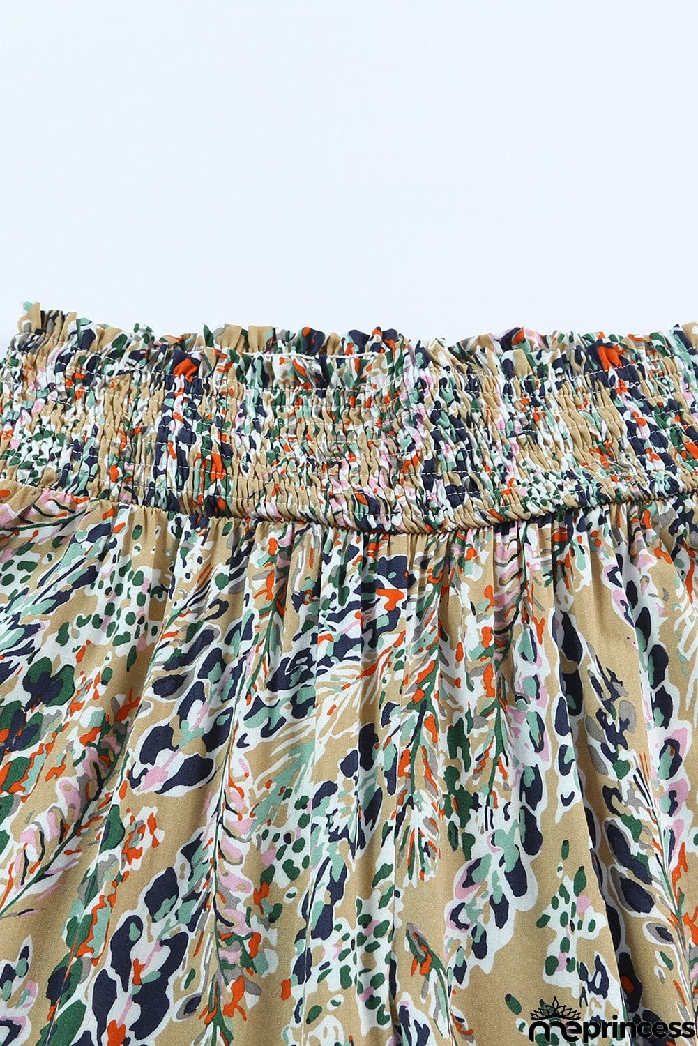 Printed Smocked Waist Wide Leg Pants