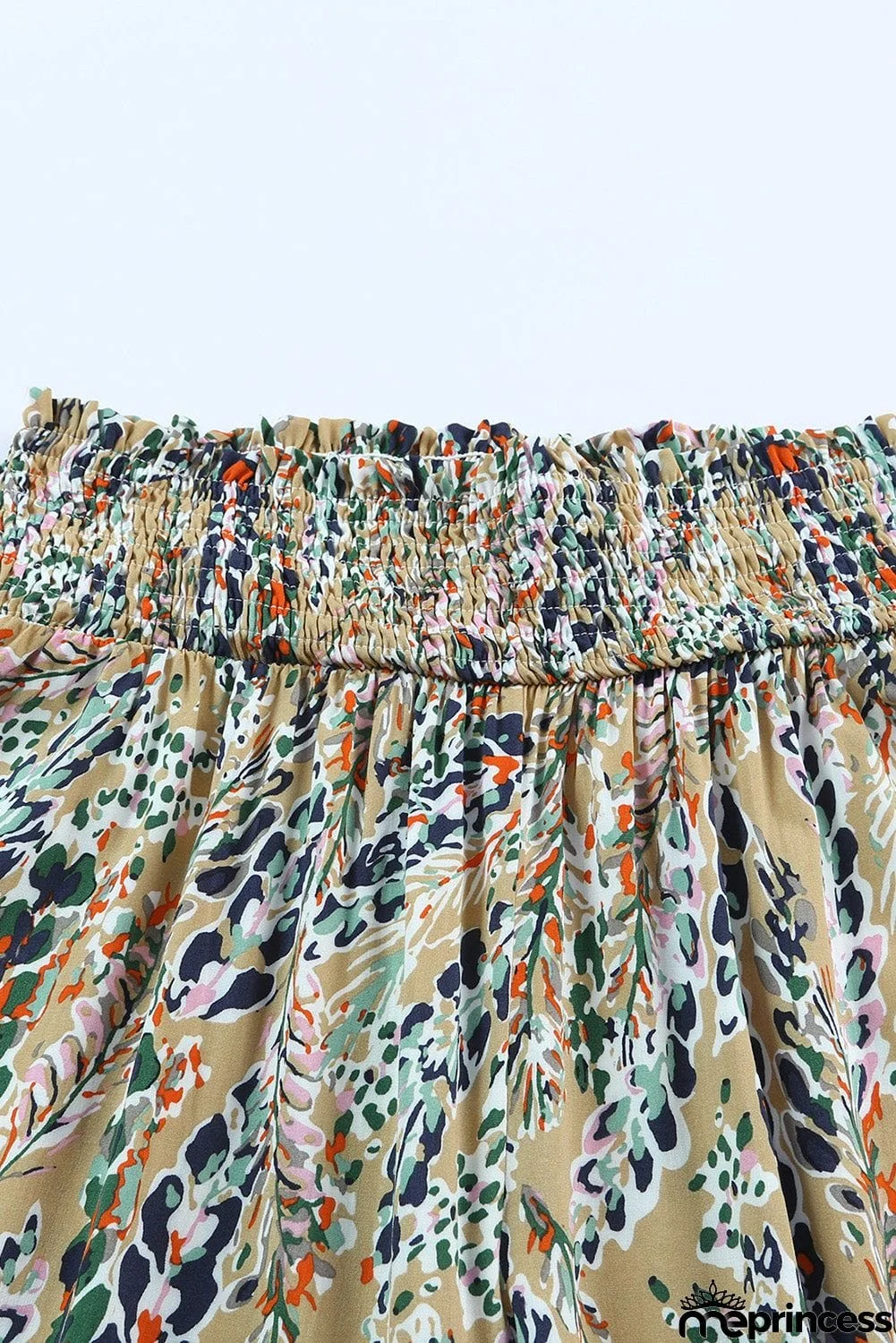 Printed Smocked Waist Wide Leg Pants