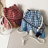 Indie Cotton Knitting Tassels Women's Cross Shoulder Bucket Bag