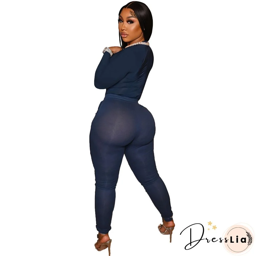 Solid Long Sleeve T Shirt Lace Up Pants Set