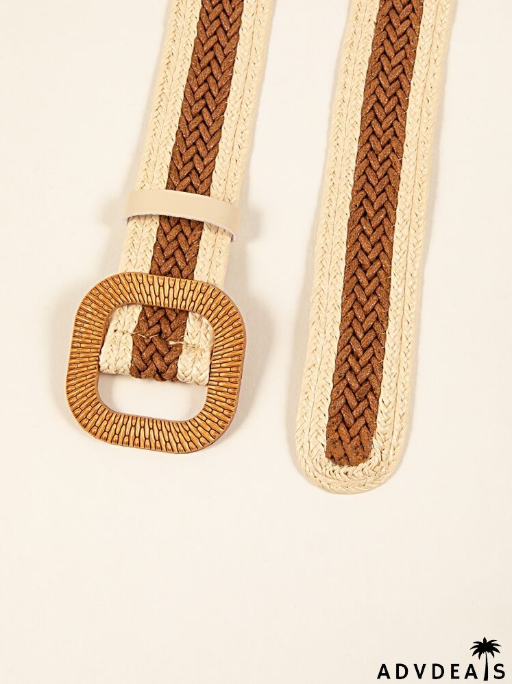 Geometric Buckle Woven Belt