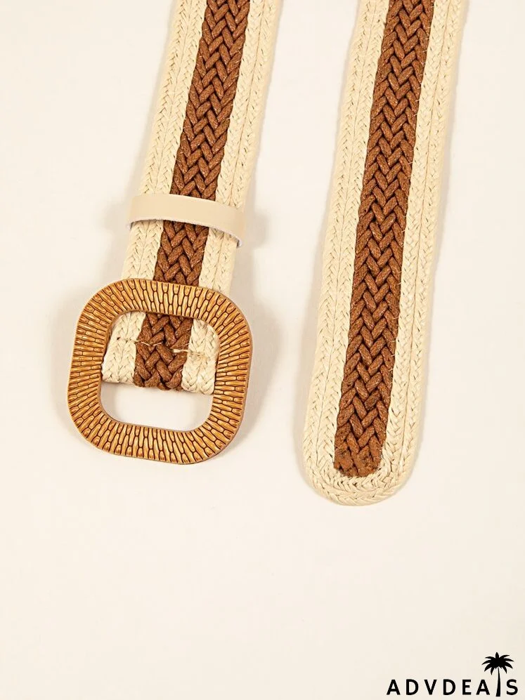 Geometric Buckle Woven Belt