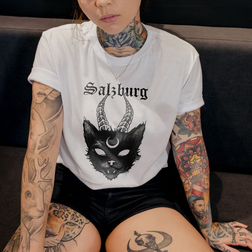 Saliburg Cat Printed Women's T-shirt - Minnieskull