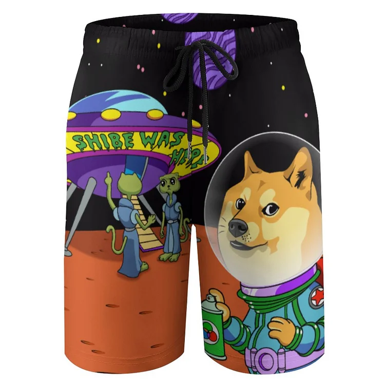 Shibe Doge Astro And The Aliens Memes Cats Cartoon Boys Quick Dry Beach Board Short Summer Swimsuit Shorts - Heather Prints Shirts