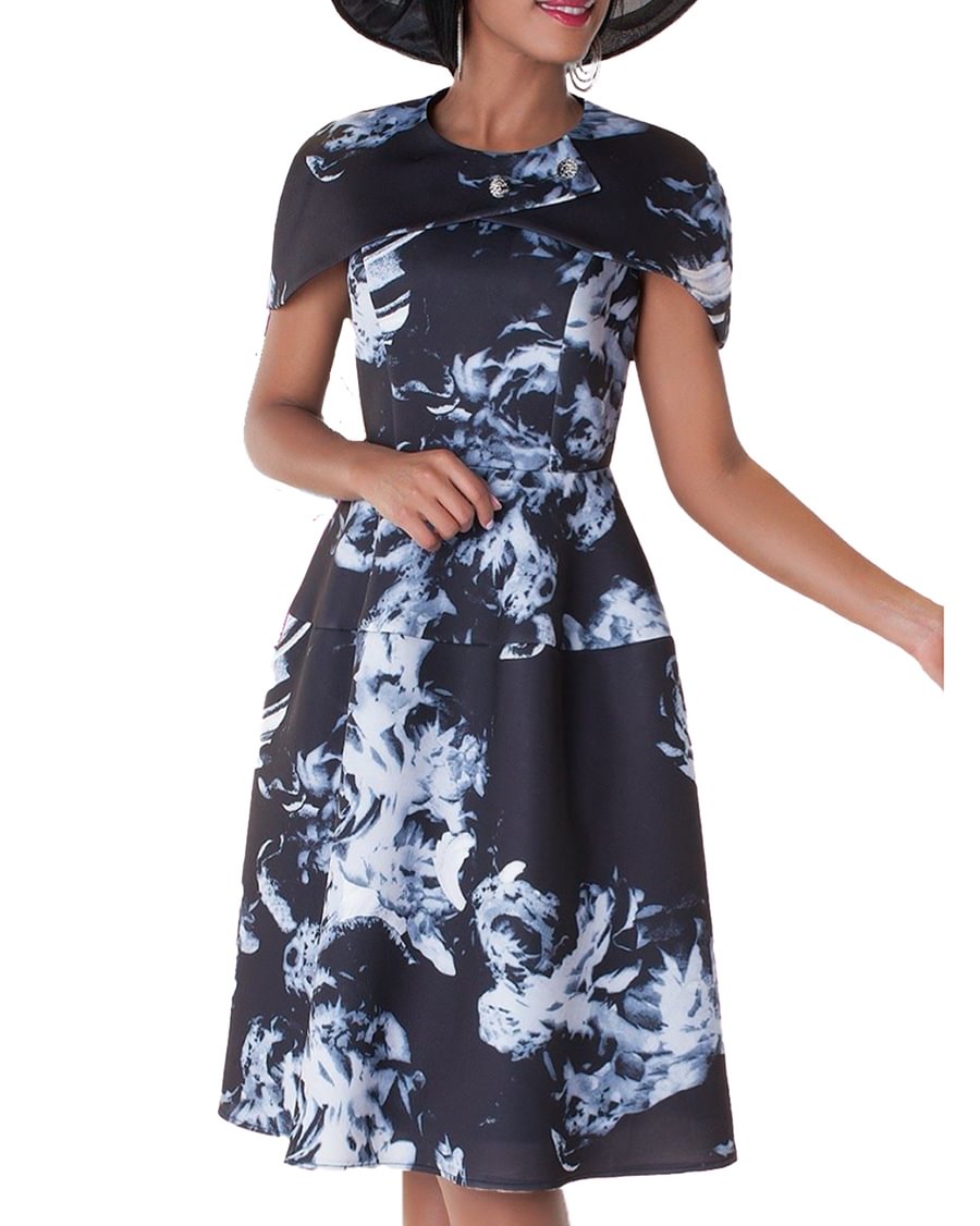 Ladies Elegant Versatile Casual Contrast Print Dress