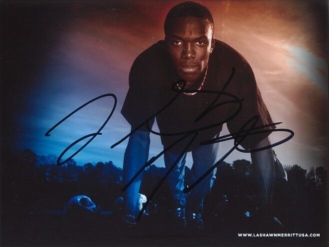 LaShawn Merritt autograph 5x6.5