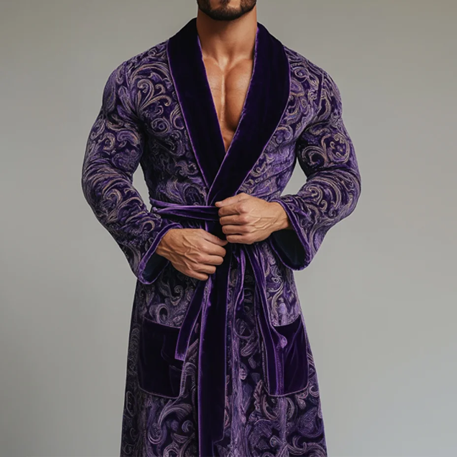 Men's Flannel Christmas Tree Robe Pajamas-inspireuse