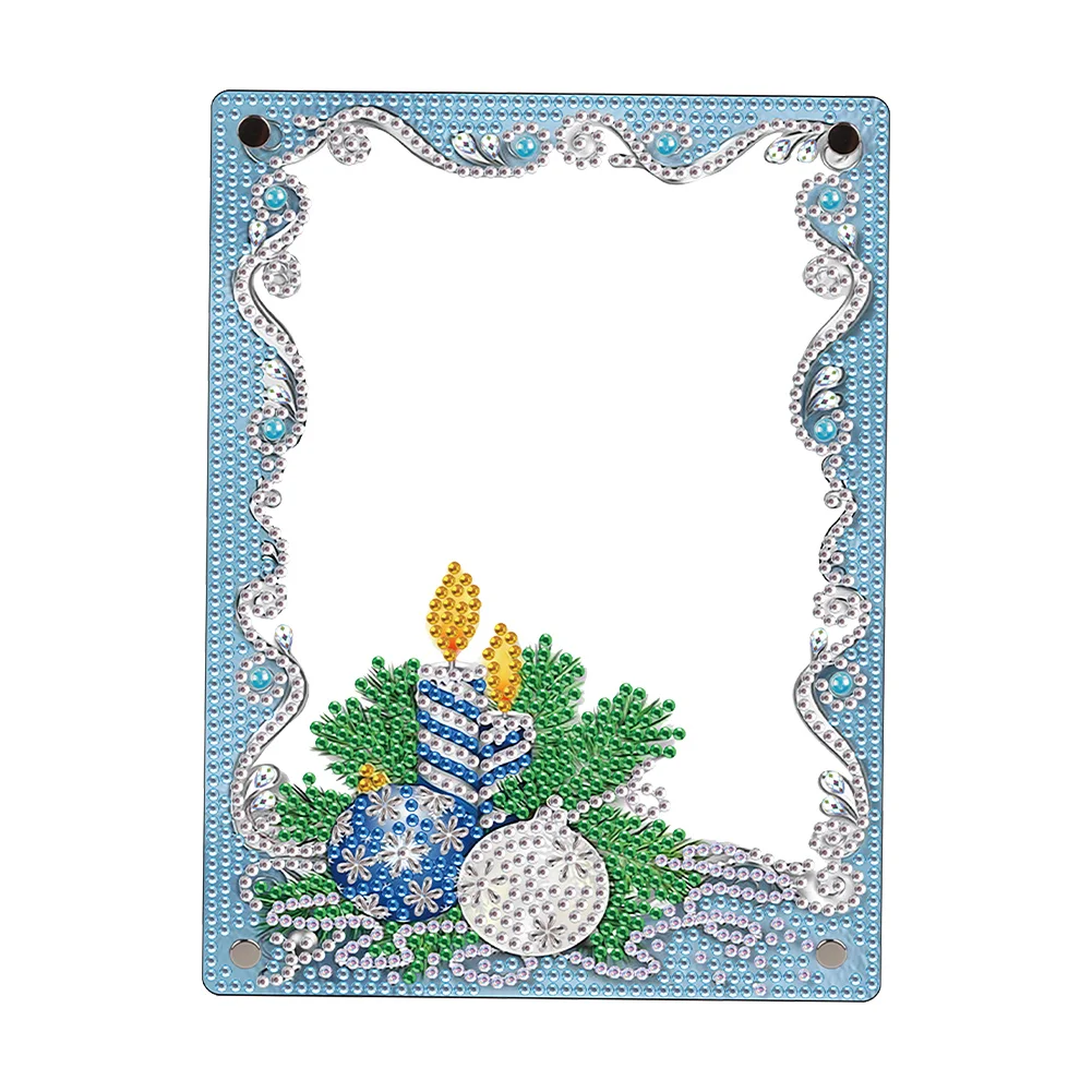 5D DIY Christmas Blue Floral Special Shape Diamond Painting Photo Frame Home Decor