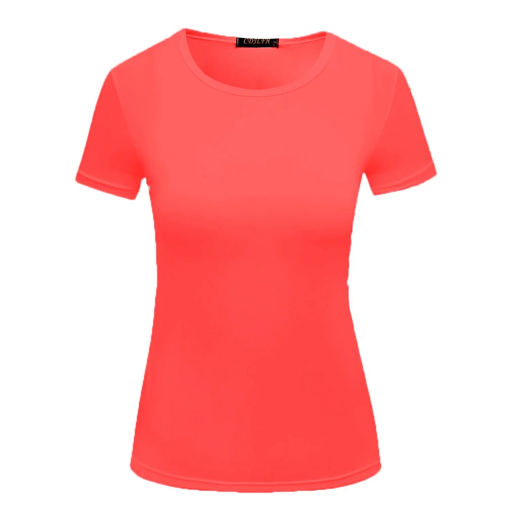 Uveng Women's Solid Color Pullover T-shirt Short Sleeve Wear