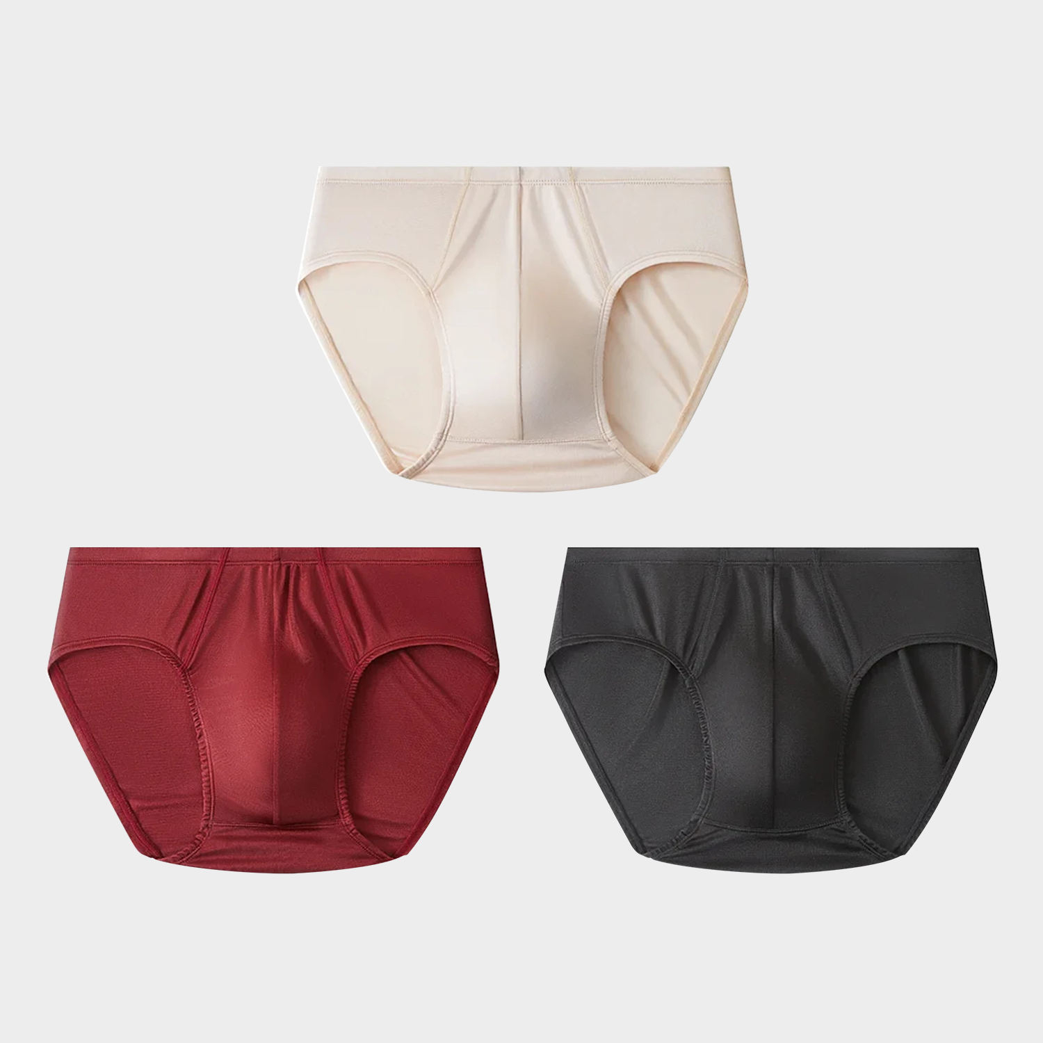 Men's 100% Silk Briefs Underwear Elasticated Mid Waist 3-Pack REAL SILK LIFE