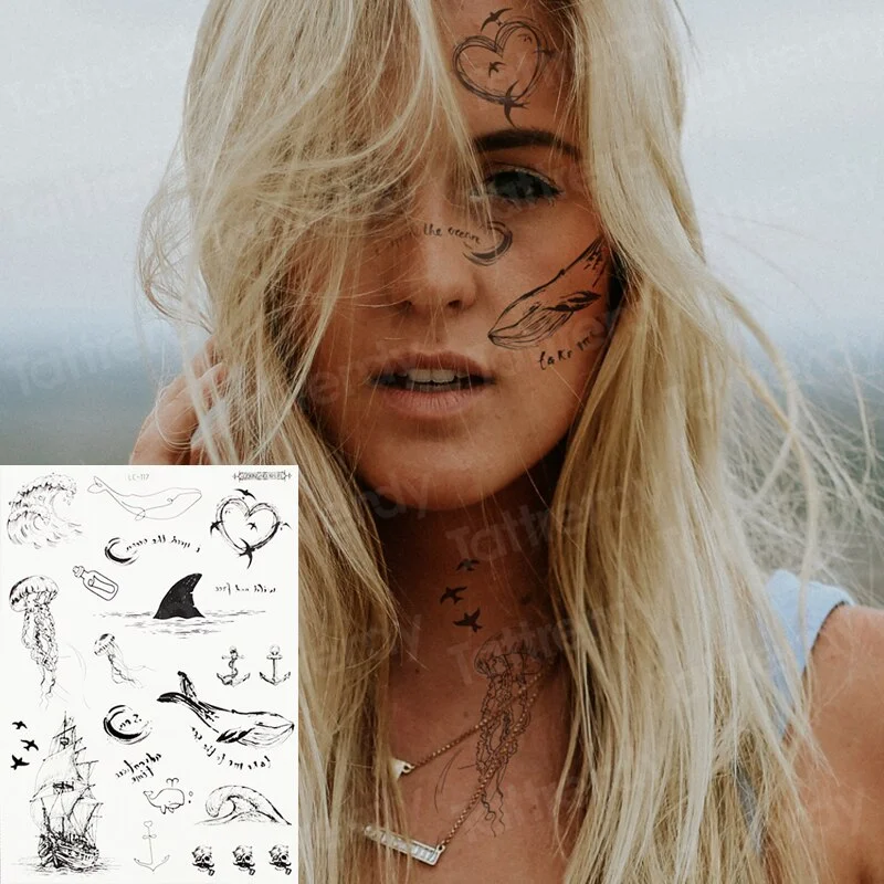 halloween stickers face temporary tattoo sticker for man neck boys tattoo & body art sword tattoo black face tattoo sticker sexy