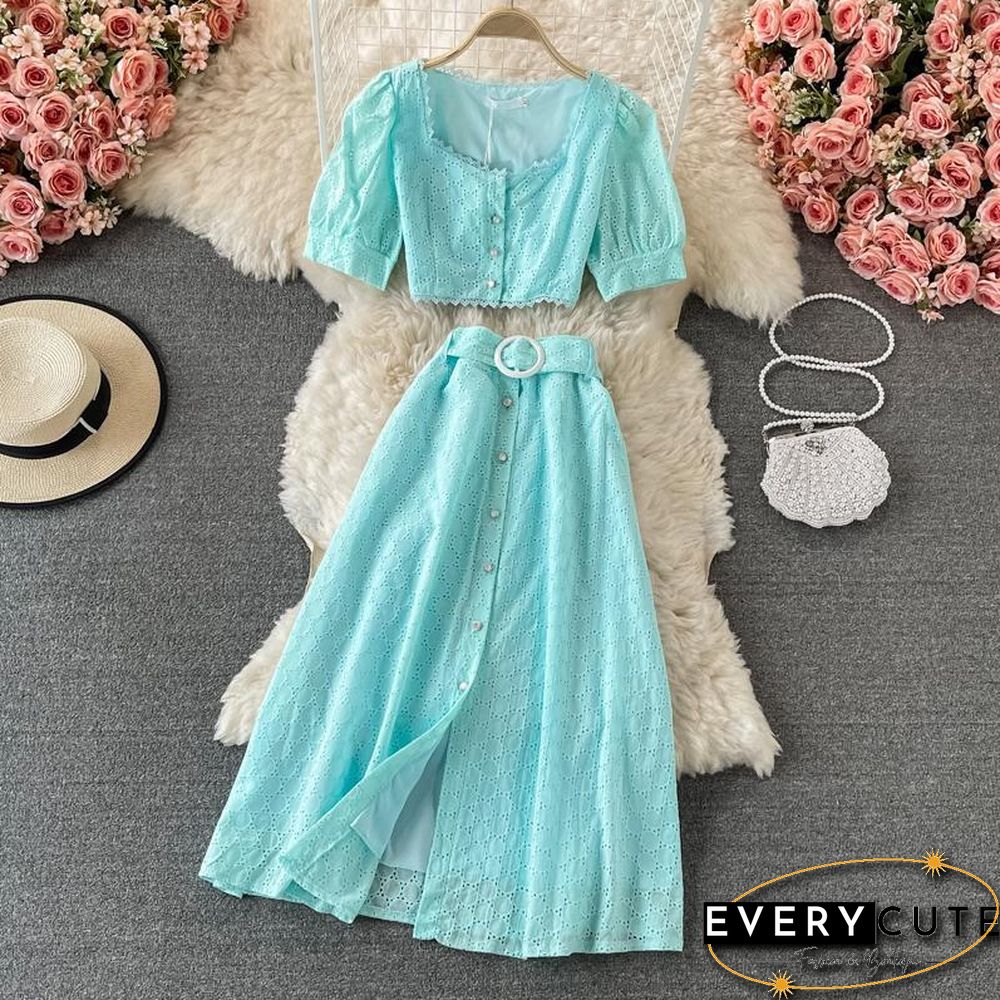 Square Collar Two-Piece Set P15460