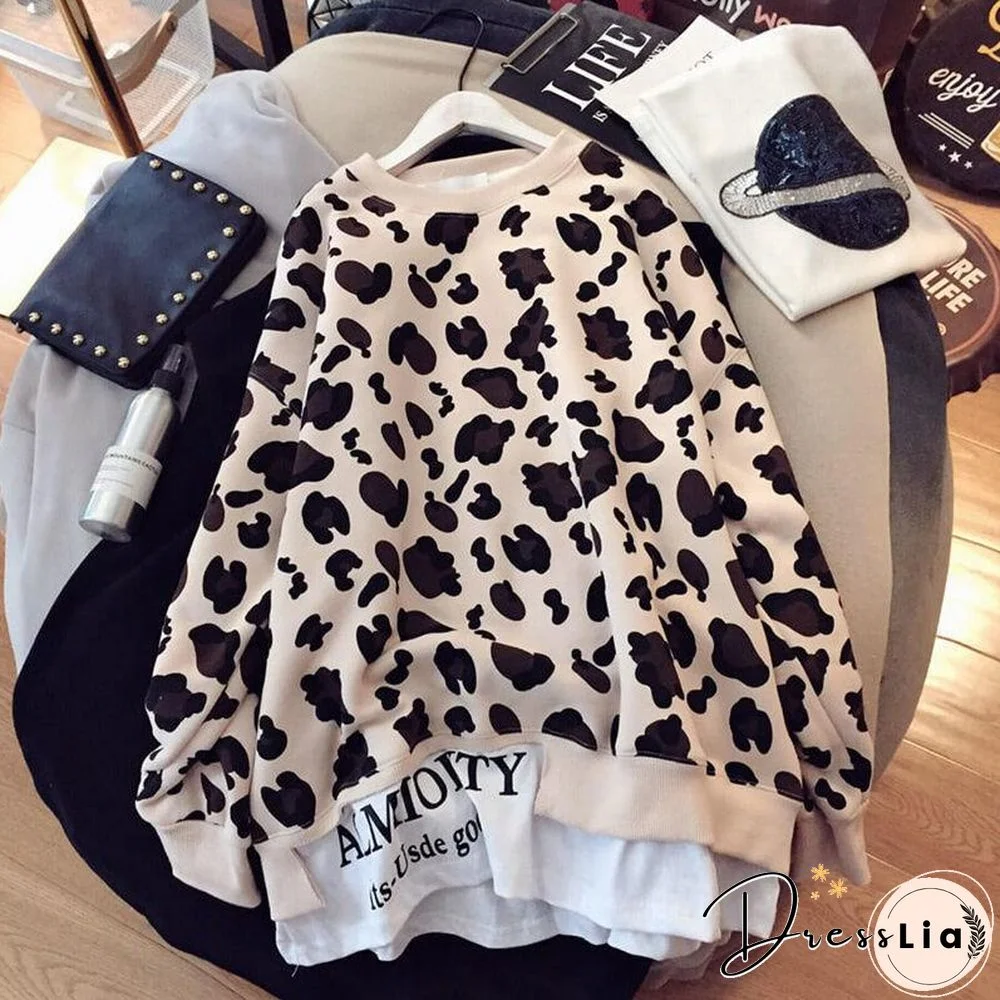 Plus Size Sweatshirts Women Korean Style Hoodies Large Loose Long Sleeved Blouse Woman Print Harajuku Pink Tops Sweat Femme