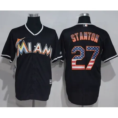 marlins #27 Giancarlo Stanton Black USA Flag Fashion Stitched MLB Jersey