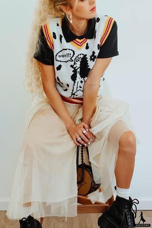 MidiSono - Dalmatian Jacquard Sweater Vest