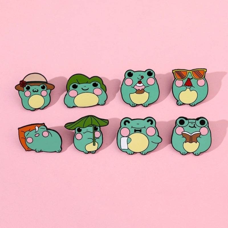 Cartoon Style Cute Funny Pin Cartoon Frog Alloy Stamping Stoving Varnish Plating Unisex Brooches