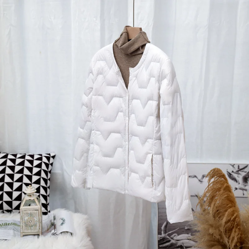 Toloer Autumn Winter New Round Collar Light White Duck Velvet Female Short Money Inside Outside Wear Warm Light Down Jacket Coat Tide-Outfit Ideas
