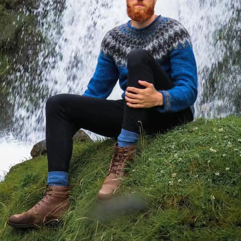 Leisure Blue Fair Isle Surf Graphics Jacquard Sweater