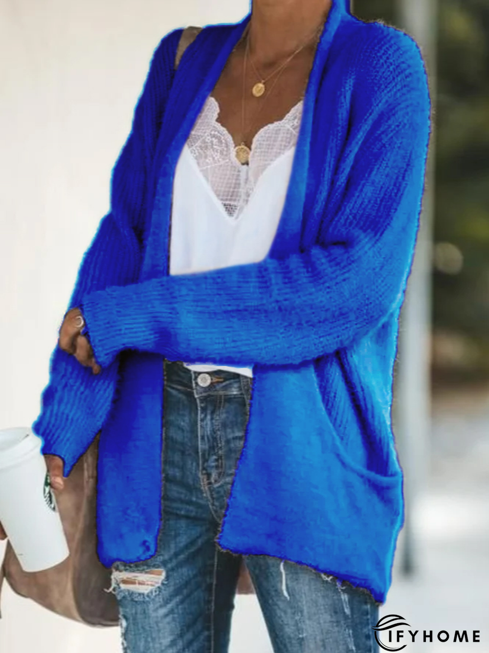 Women Long Sleeve Casual Cotton-Blend Sweater Cardigan | IFYHOME