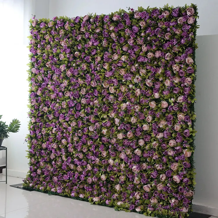 Roll Up Fabric Artificial Flower Wall Wedding Backdrop, Floral Party Decor, Event Photography-VF-098