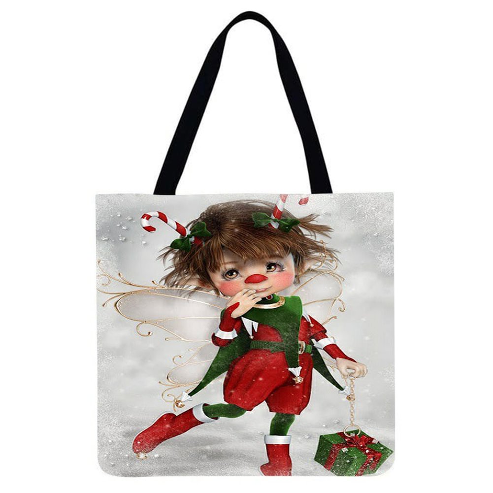Linen Tote Bag-Christmas Elf