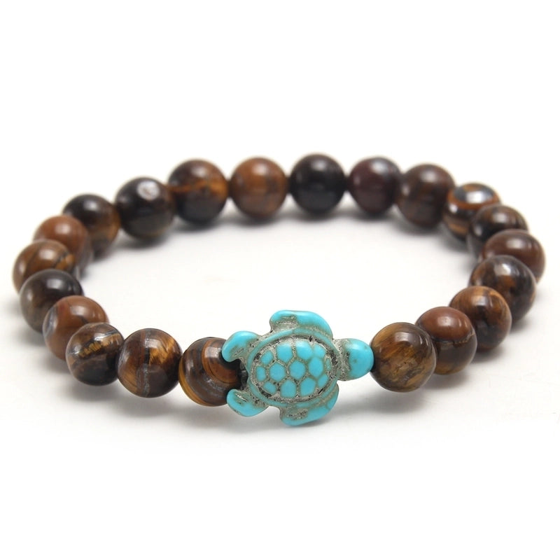 Minimalist Round Turquoise Tiger Eye Beaded Bracelets