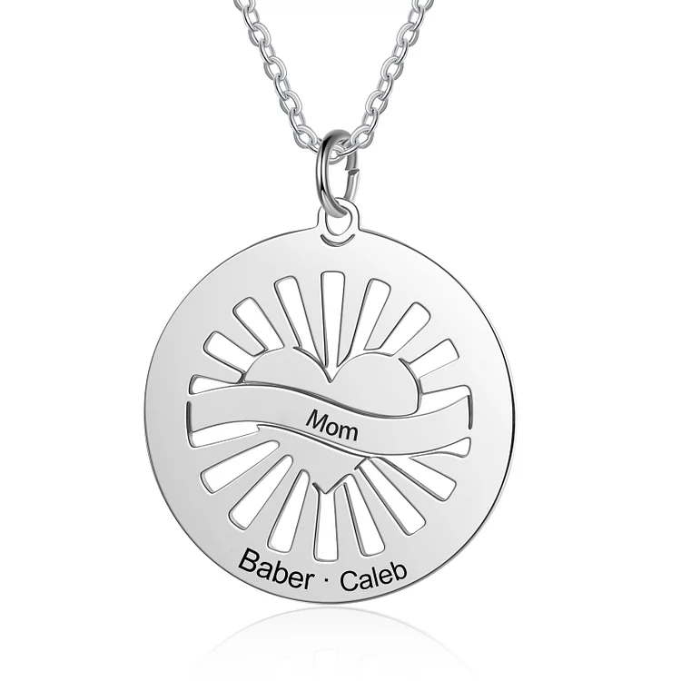 Personalized Circle Pendant Necklace Custom 3 Names Necklace for Her