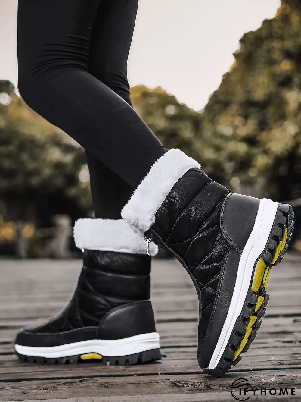 Winter Front Zip Thermal Lined Outdoor Snow Boots | IFYHOME