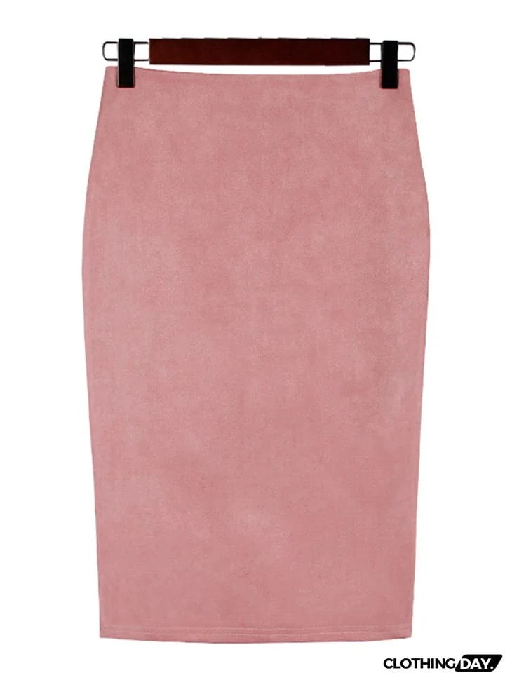 Sexy Suede Midi Elastic Bodycon Skirt