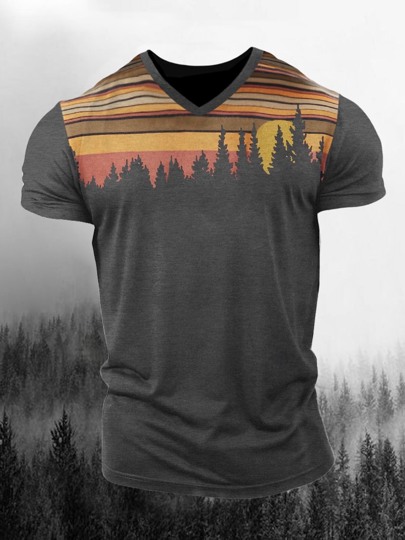 Outdoor Style Men's V-Neck T-Shirt in  mildstyles