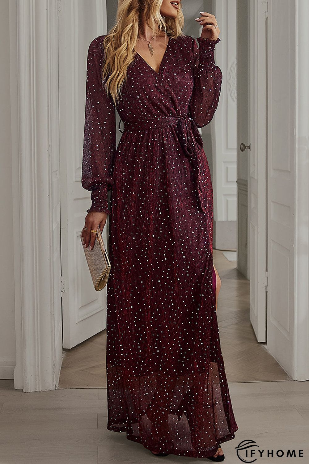 Elegant Formal Solid With Belt V Neck A Line Dresses(5 Colors) | IFYHOME