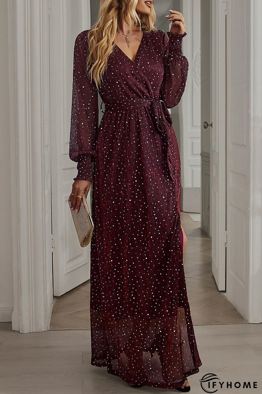 Elegant Formal Solid With Belt V Neck A Line Dresses(5 Colors) | IFYHOME