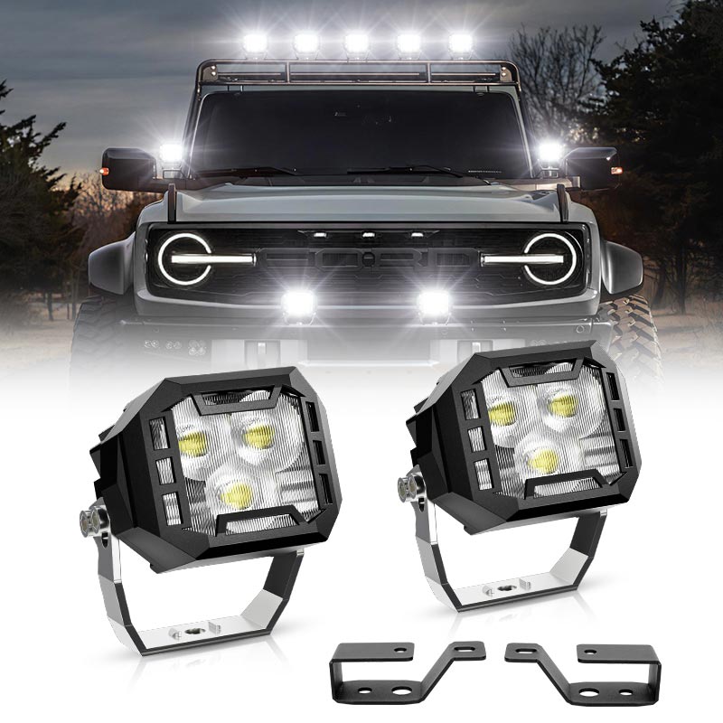3 Inch 30W LED Work Lights with Bracket for Ford Bronco | Horizon Series