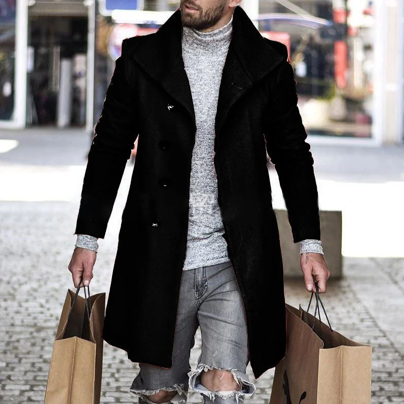 Autumn and Winter woolen overcoat mid-length men's clothing