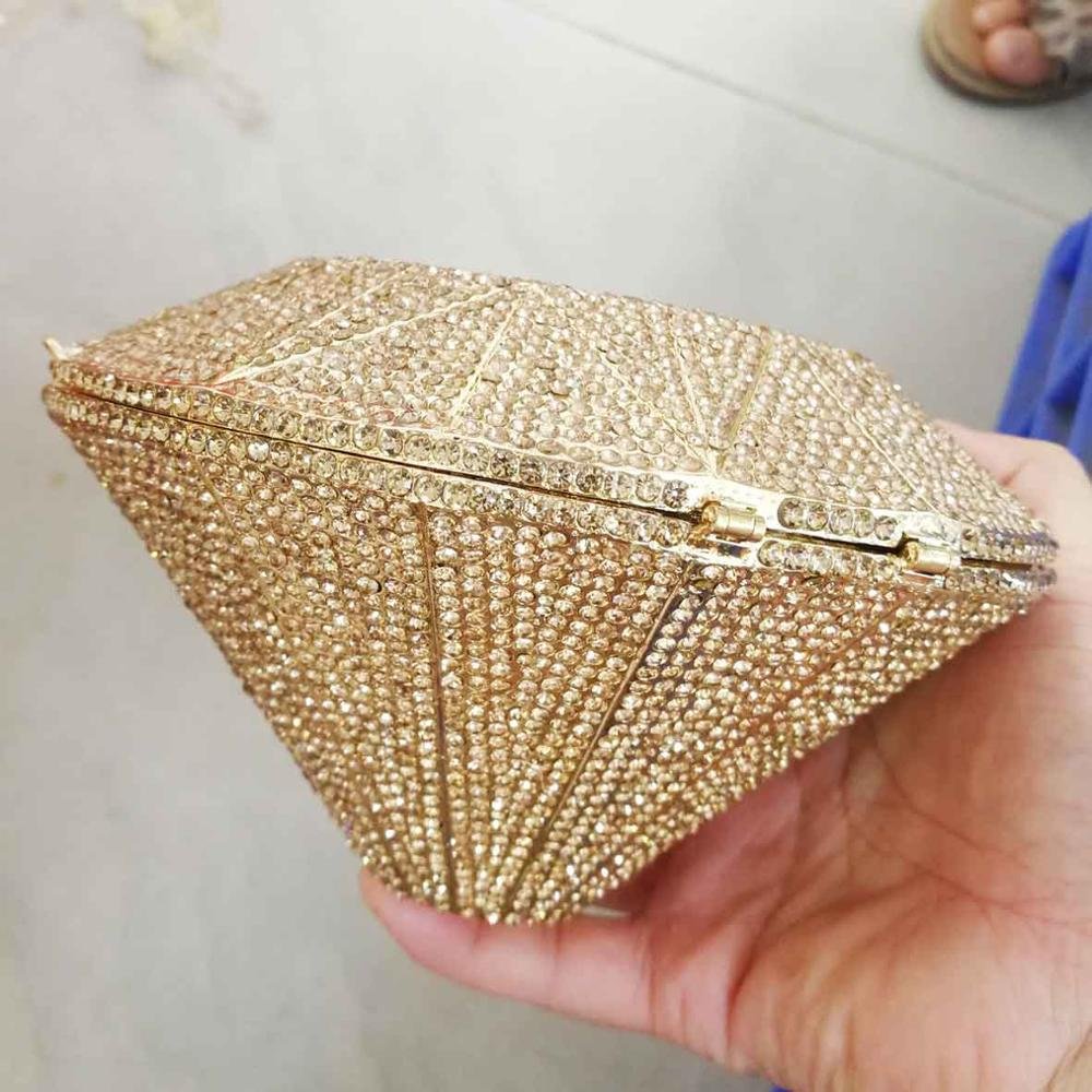 Designer cone Colorful Crystal bags Geometric Fashion Luxury Brand Clutch Bags Women Party Evening Bags Purse Handbags SC996
