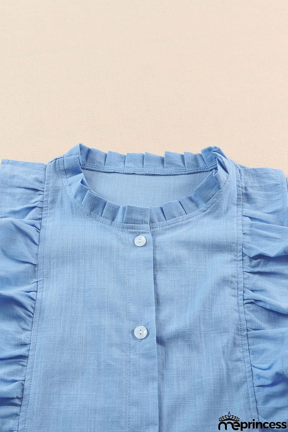 Round Neck Ruffled Cap Sleeve Shirt