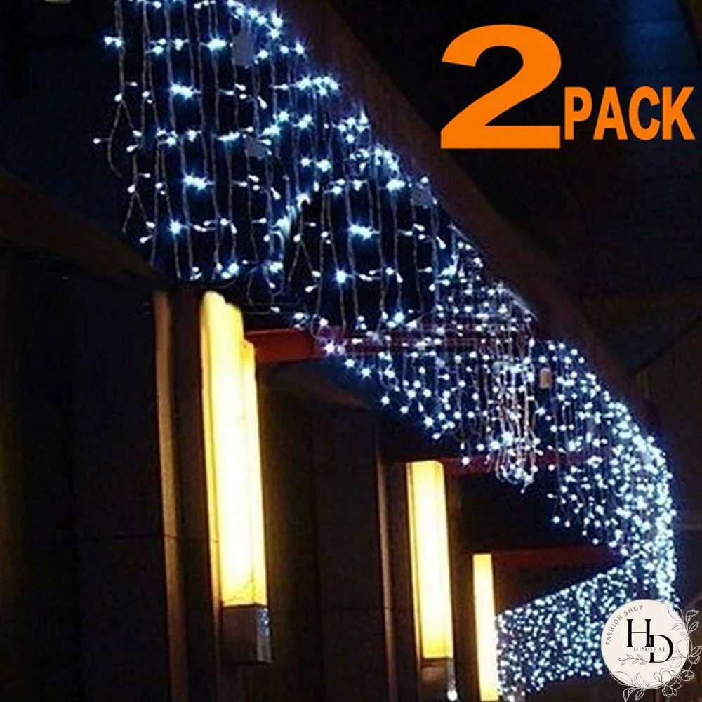 5M Christmas LED Curtain Icicle String Light Droop 0.4-0.6m Party Garden Stage Outdoor Waterproof Decorative Fairy Light(1/2 Pack)