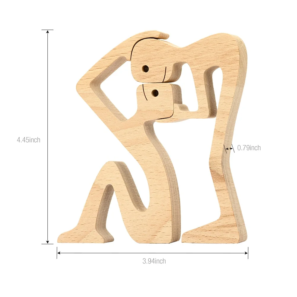 Puppy Family Wood Dog Carving Ornaments Decoration Home Decor Figurine Desktop Table Ornament Sculptures For Dog Pet Lover Gifts