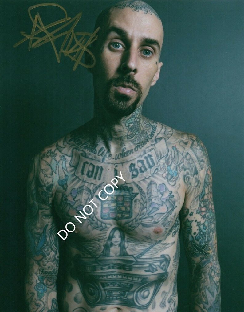 Travis Barker Blink 182 Drummer 8 x10 20x25 cm Autographed Hand Signed Photo Poster painting