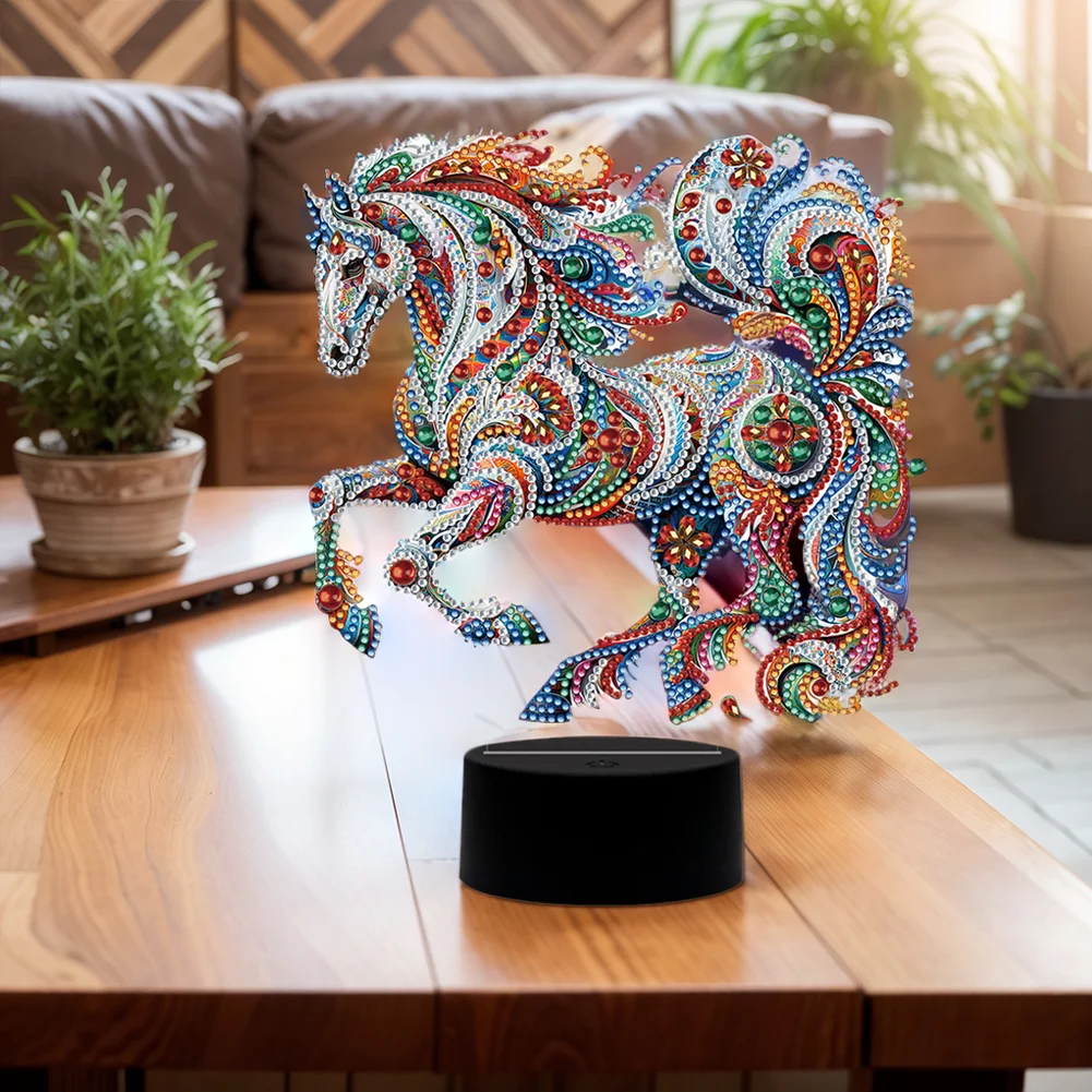 DIY Horse Acrylic Diamond Painting Night Light 5D DIY Diamond Painting Lamp